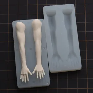 Silicone mold for DIY doll arms, perfect for resin casting and ultra-light clay figures.