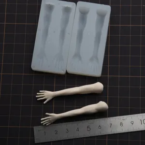 Silicone mold for DIY action figure doll arms, crafting tool, resin casting part.