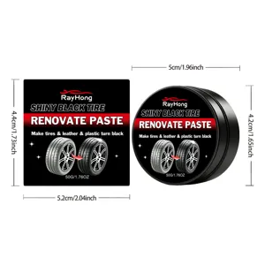 RAYHONG black tire renovate paste 50g, car leather and plastic restorer for deep shine and care.