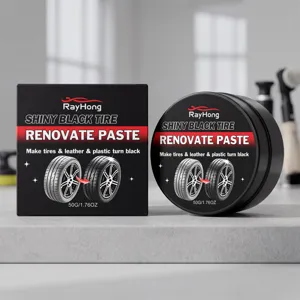 RAYHONG Black Tire Polish Paste Car Rubber Leather Plastic Restoration Renovate Shine Cream Automotive Care