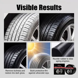 RAYHONG black tire polish and renovation paste 50g, restores dull rubber and plastic shine.