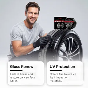 RayHong car tire black renovating paste 50g, restore tire luster, UV protection, easy cleaning.