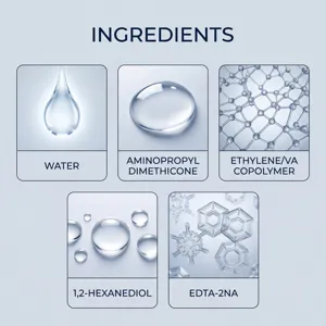 Vista detallada de los ingredientes clave de la formula del spray y estructuras quimicas.