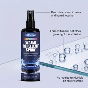 RONAVIA car glass anti-fog and water repellent spray 100ml clear vision cleaner.