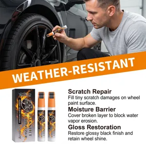 RayHong stylo de reparation de rayures de jante de voiture noir peinture 2 en 1 24ml