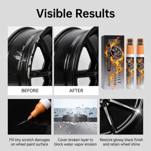 RAYHONG stylo de réparation de jante 2 en 1 pour voiture, peinture noire brillante anti-rayure.
