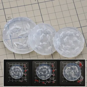 Mini goldfish silicone mold set for DIY miniature clay art, resin craft, and nail carving design.