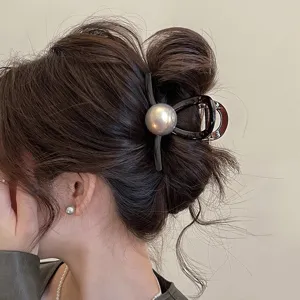 Molla per Capelli Donna Grande Molla Squalo in Resina Perla Artificiale Accessorio per Capelli Elegante Uso Quotidiano