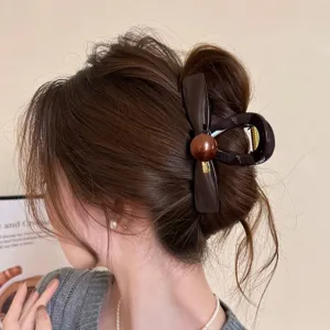 Molla per capelli a fiocco marrone stile coreano accessorio elegante per donna chic