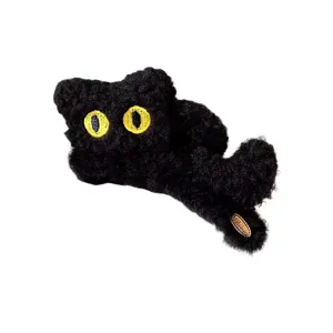 Adorable pince à cheveux chat peluche noire pince requin moelleuse pour femmes