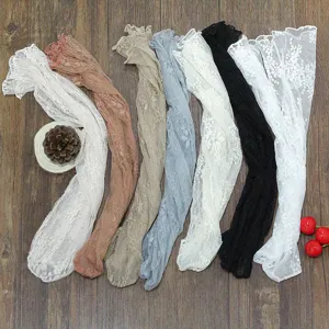Women sweet lace jacquard short socks transparent mesh floral ruffle hosiery main display
