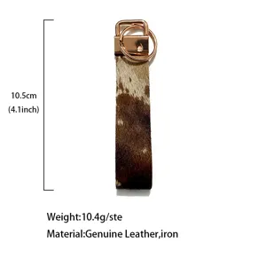 Vintage genuine leather cowhide keychain western style bag charm pocket accessory 10.5cm