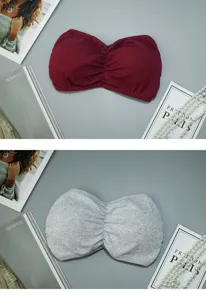 Women strapless tube top bra thin padded solid color sexy underwear casual bandeau top