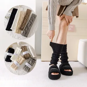 Scaldamuscoli e Calze Slouch in Maglia Tinta Unita Casual da Donna Inverno Caldo Polsini per Stivali in Maglia Accessori Moda