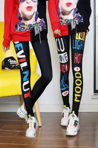 Women's autumn slim fit leggings high elastic printed long pants casual streetwear fashion trousers