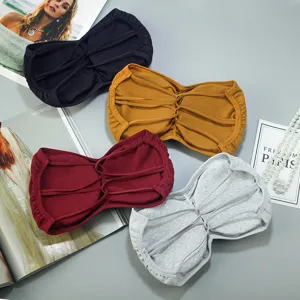 Women's Strapless Tube Top Bra Thin Padded Seamless Bandeau Backless Sexy Anti-Exposure Combed Cotton Crop Top Lingerie