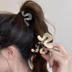 Kleine Acetat Legierung Haarklammer Damen Unregelmäßige Welle Haargreifer Rutschfeste Mode Haarschmuck Für Pferdeschwanz