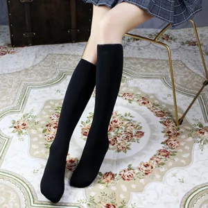 Chaussettes de neige thermiques épaisses pour femmes en hiver doublées polaire couleur noir