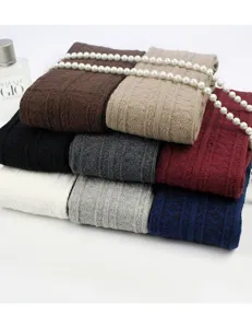 Knit over-the-knee socks, cable knit long winter stockings, cozy thick boot socks.