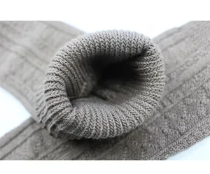 Chic cable knit over-the-knee socks for women, thick thermal winter long stockings.