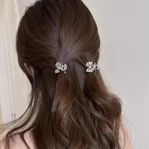 Mollette per capelli con fiocco in metallo da donna, eleganti piccoli artigli per semiraccolto.