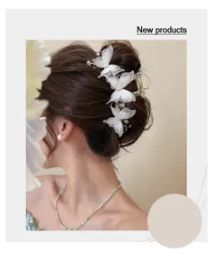 Elegante weiße Mesh Schmetterling Haarklammer große Größe süßes Haarschmuck für Damen Styling