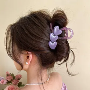 Lila Jelly Herz Haarklammer, süßes Haaraccessoire für Frauen und Mädchen im Sommer Alltag.