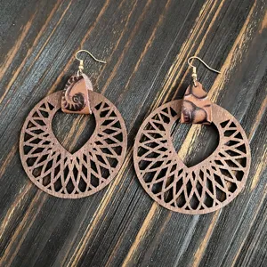 Boucles d'oreilles pendantes en bois rétro bohème géométrique bijoux statement accessoires