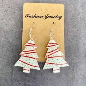 Christmas tree acrylic earrings for women cute holiday festive drop earrings dangle jewelry