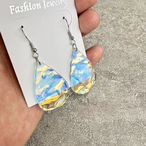 Summer teardrop acrylic earrings ocean ripple fashion jewelry daily wear accessory