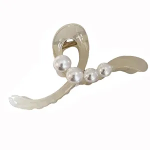 Perlen Haarklammer für Damen, transparentes Acryl Design für tägliches Styling und elegante Frisuren.