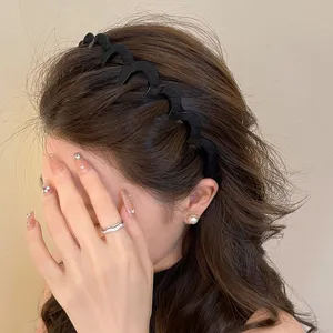 Black wavy hair band for women non-slip teeth hair hoop high top elegant daily hair accessory