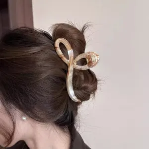 Mode Koreanischen Stil Große Haarkralle Elegante Marmordruck Hai Clip Starker Halt Kopfschmuck Für Damen Tägliche Pendeln Haarzubehör