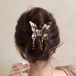 Schmetterling Acetat Haarkralle Clip Für Damen Elegant Handgefertigte Schildpatt Marmor Muster Haarklammer Französisch Haarschmuck