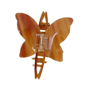 Elegante bernsteinfarbene Acetat Schmetterling Haarklammer für Damen, stilvolles Haaraccessoire.