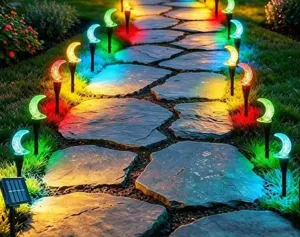 Lampes solaires jardin allee pelouse colorees etanche decoration exterieur cour