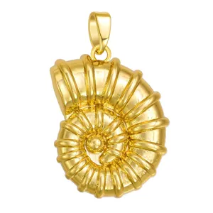 Goldene Ammoniten Fossil Anhänger Detail, 18k vergoldete DIY Schmuck Zubehör Komponente.