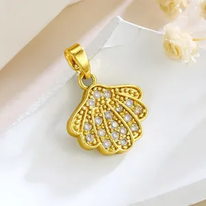 18k vergoldeter muschel zirkon anhänger diy handgemachter schmuck zubehör detailaufnahme.