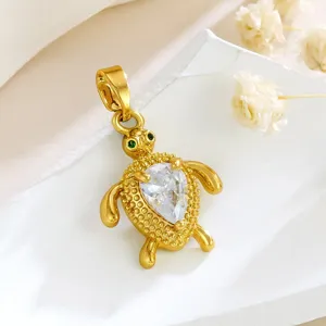 18k vergoldeter schildkroete anhänger mikro gefasst zirkon tier diy schmuck zubehör herstellung