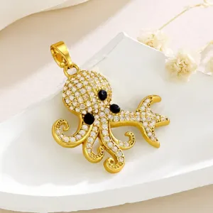 Eingebettet Zirkon Oktopus Anhänger vergoldet DIY Schmuck Zubehör für modische Ohren.
