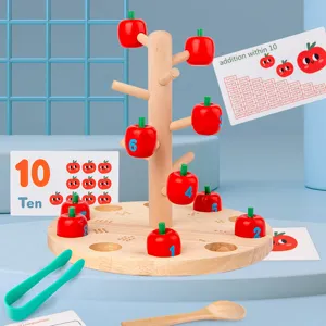 Giocattolo educativo in legno per bambini albero di mele matematica Montessori.