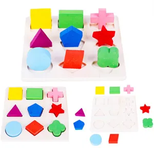 Hölzernes geometrisches Form-Sortierpuzzle, frühes Lernspielzeug für Kinder und Kleinkinder.
