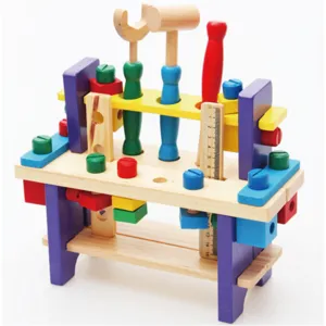 Kids Wooden Educational Tool Bench Toy Nuts Screws Assembly Construction Set Boys Learning STEM Building Toys