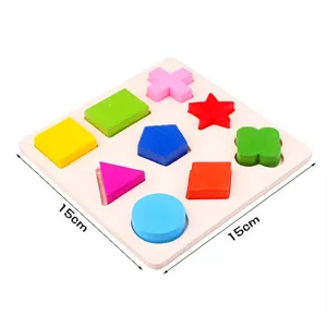 Holz Geometrie Formen Sortierbrett Lernspielzeug mit bunten Blöcken für Kinder Montessori.