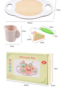 Set di giocattoli da tè pomeridiano in legno per bambini cucina finto gioco dessert con tazza