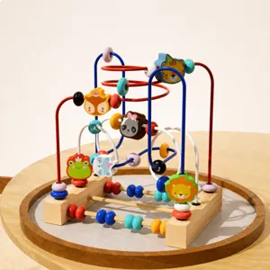 Wooden Bead Maze Roller Coaster Toddler Montessori Educational Early Learning Toy Kids Activity Center Gift