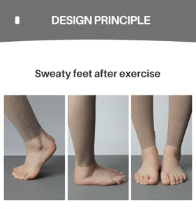 Detail view of cotton yoga toe socks for women, breathable pilates and fitness sports socks.