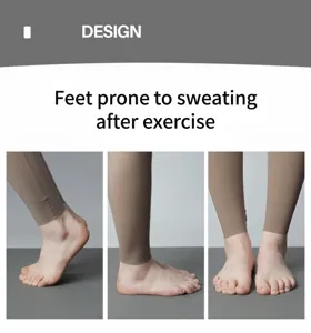 Detail view of non-slip yoga toe socks showing sweat absorption and breathability during exercise.