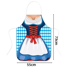Funny Oktoberfest Bavarian Dirndl Apron Waterproof Kitchen Cooking Party Costume 73x55cm