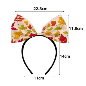 Cerchietto con fiocco foglia d'acero autunnale festa del ringraziamento con dimensioni.